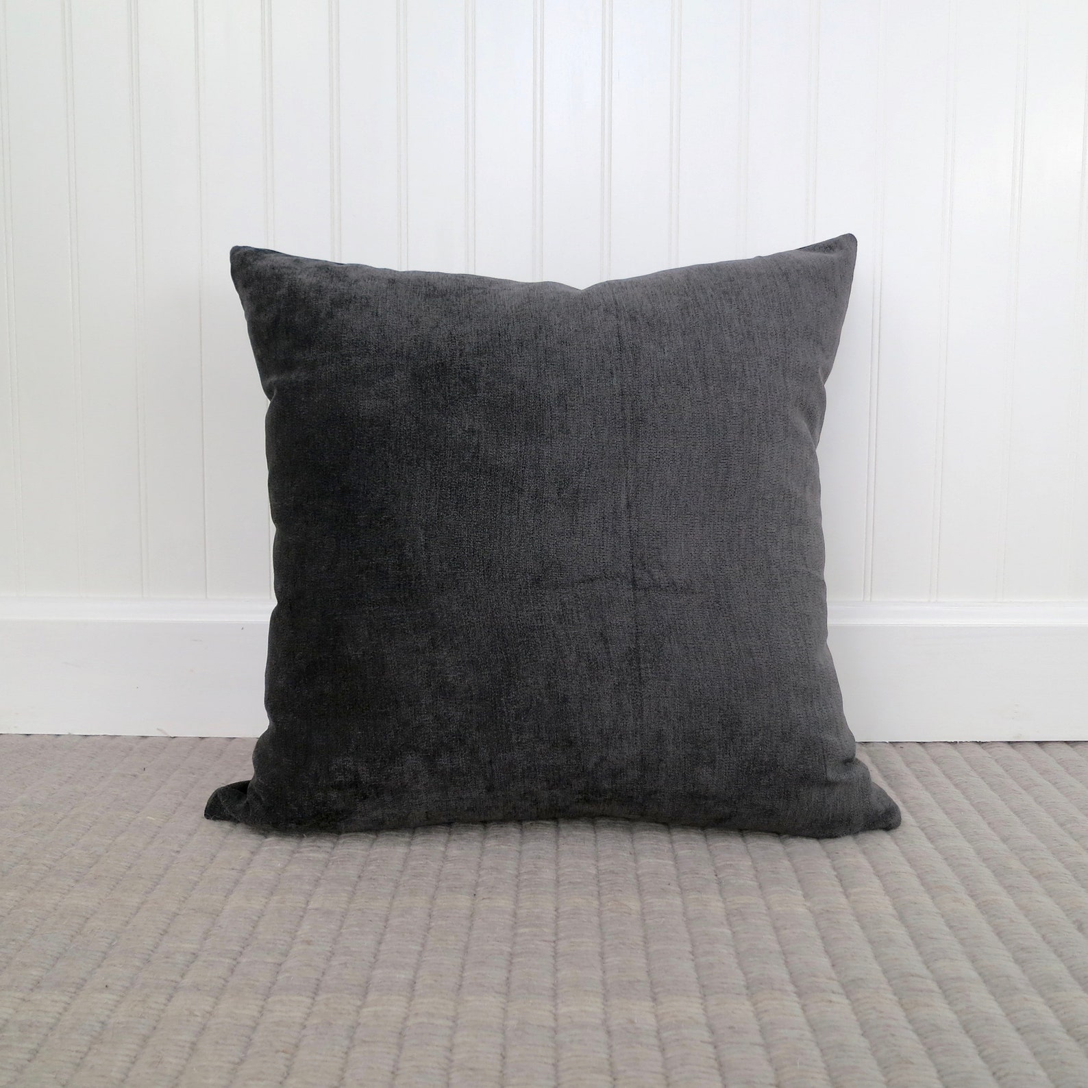 Dark Grey Velvet Pillow Cover Lumbar Pillow Pillow Sham Etsy