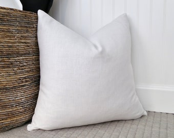 White Linen Pillow Cover, Solid Pillow Cover, Euro Sham, Pillow Sham, Modern Pillow, 20 x 20, 22 x 22, 24 x 24, 26 x 26