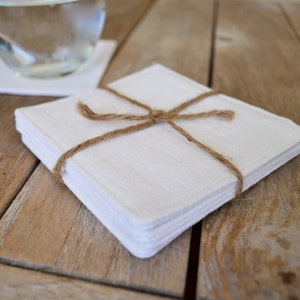 White Linen Fabric Drink Coasters, Cocktail Napkins, Drink Coaster, Hotel Coaster, Handmade Gift, Gift Box Item, Wholesale Coasters