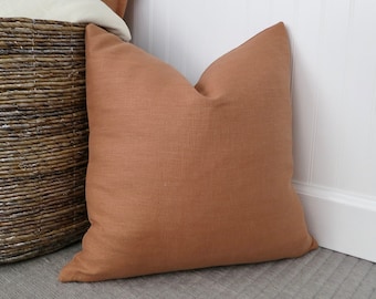 Adobe Linen Throw Pillow Cover, Orange Euro Sham, Pillow Sham, Terracotta Throw Pillow Cover, 18 x 18, 20 x 20, 22 x 22, 24 x 24, 26 x 26