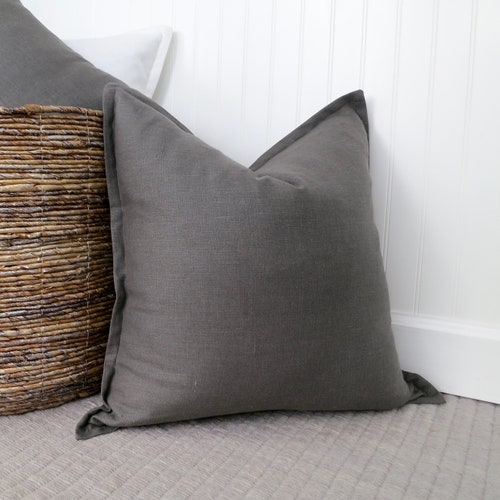 Dark Grey Luxury Linen Pillow Cover / Charcoal Stonewashed Etsy