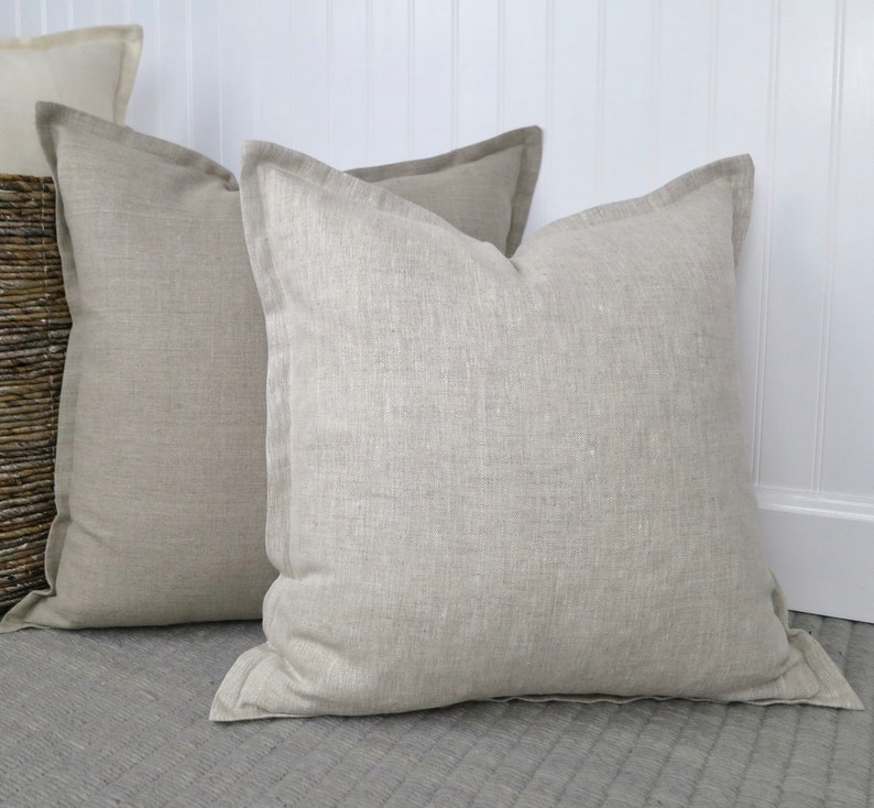 Heathered Linen Flange Edge Pillow Cover 18 X 18 Inch 20 X Etsy