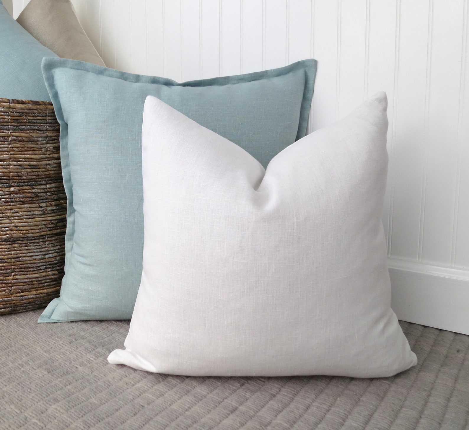White Linen Pillow Cover Solid Pillow Cover Euro Sham Etsy