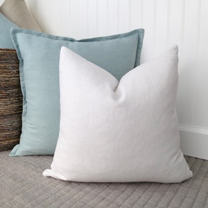 White Linen Pillow Cover, Solid Pillow Cover, Euro Sham, Pillow Sham, Modern Pillow, Bright White Pillow, 20 x 20, 22 x 22, 24 x 24, 26 x 26 image 6