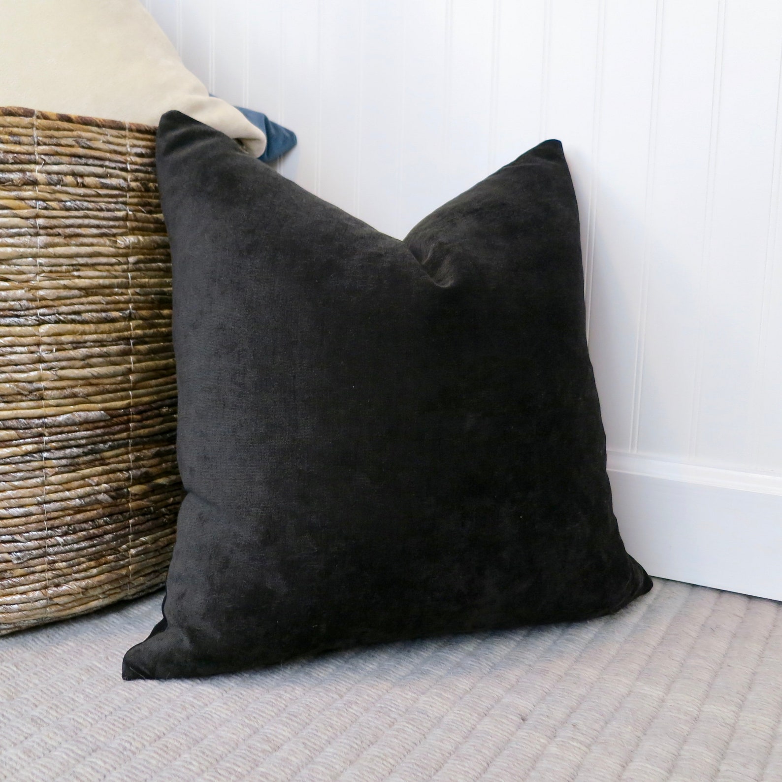 Black Velvet Pillow Cover Lumbar Pillow Pillow Sham Euro Etsy