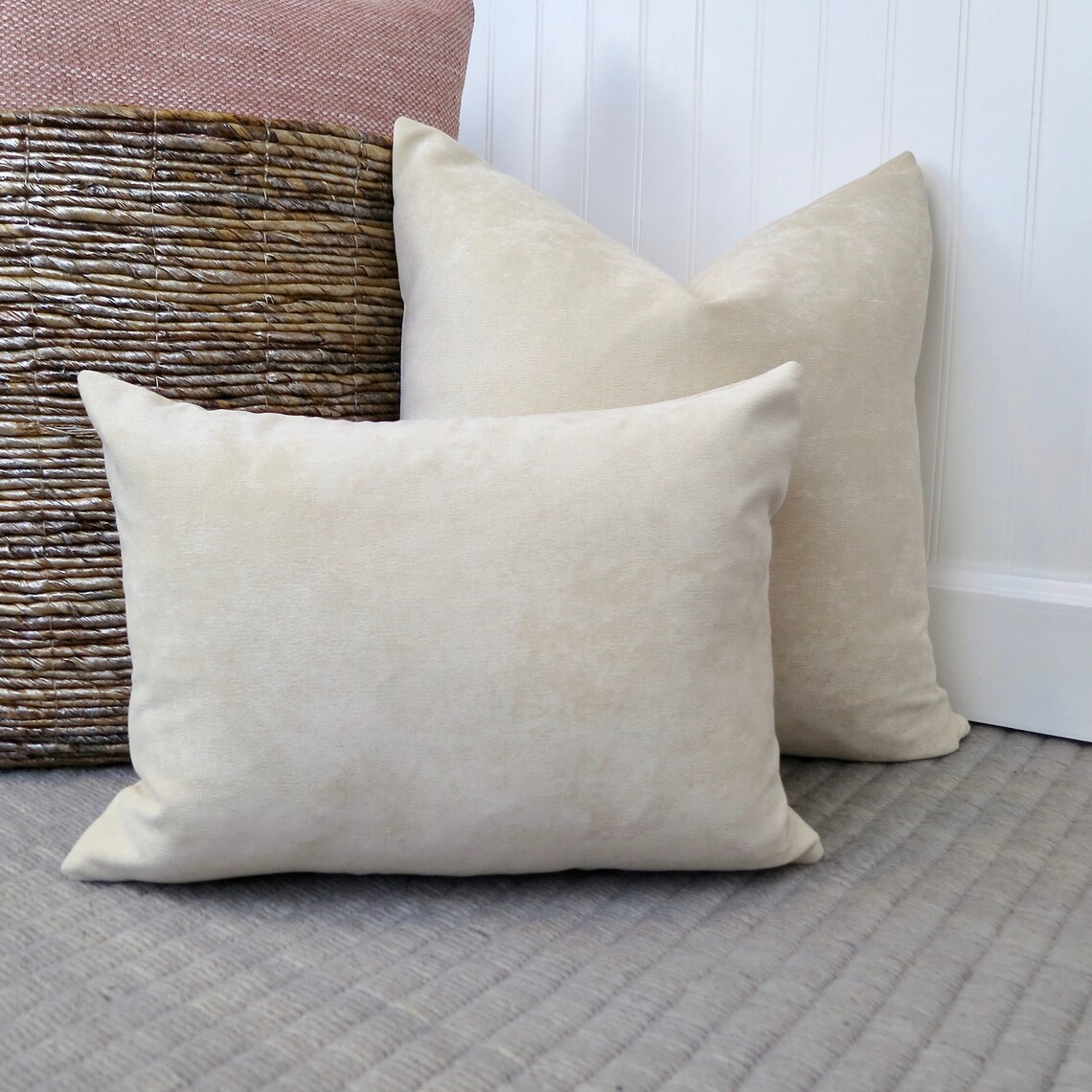 Ivory Velvet Pillow Cover Lumbar Pillow Pillow Sham Euro Etsy UK