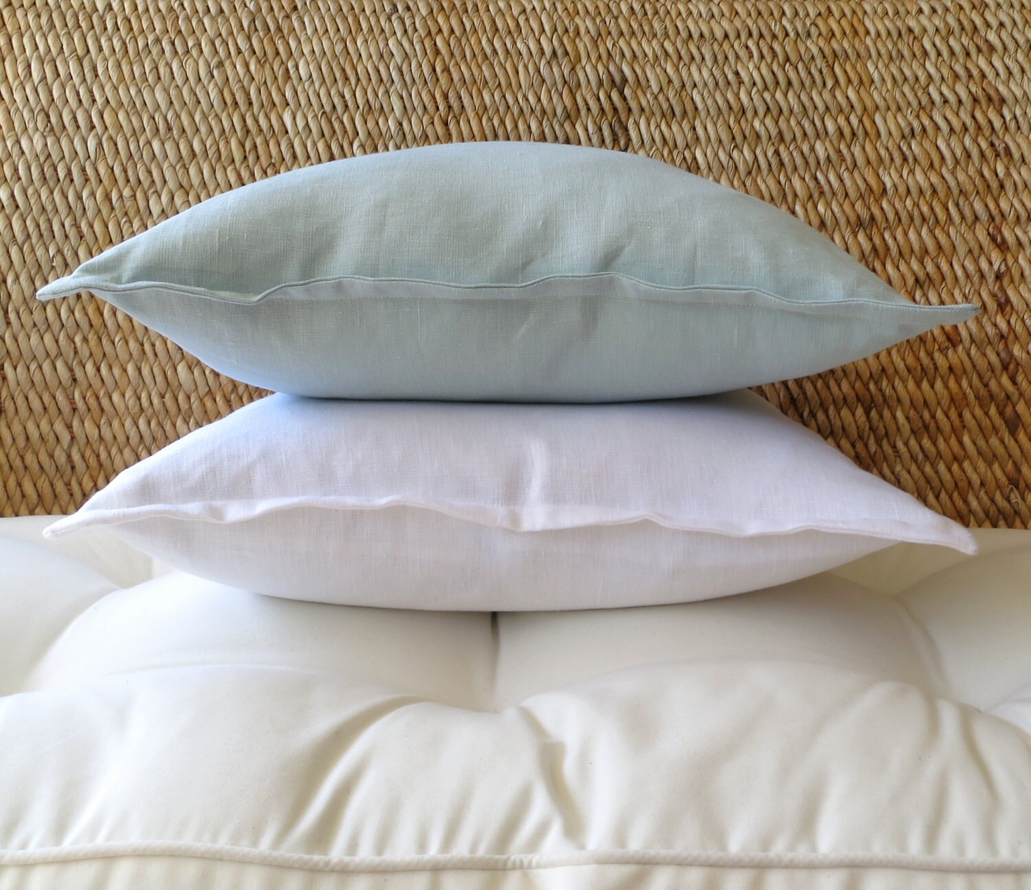 White Linen Flange Edge Pillow Cover Linen Pillow Cover Etsy