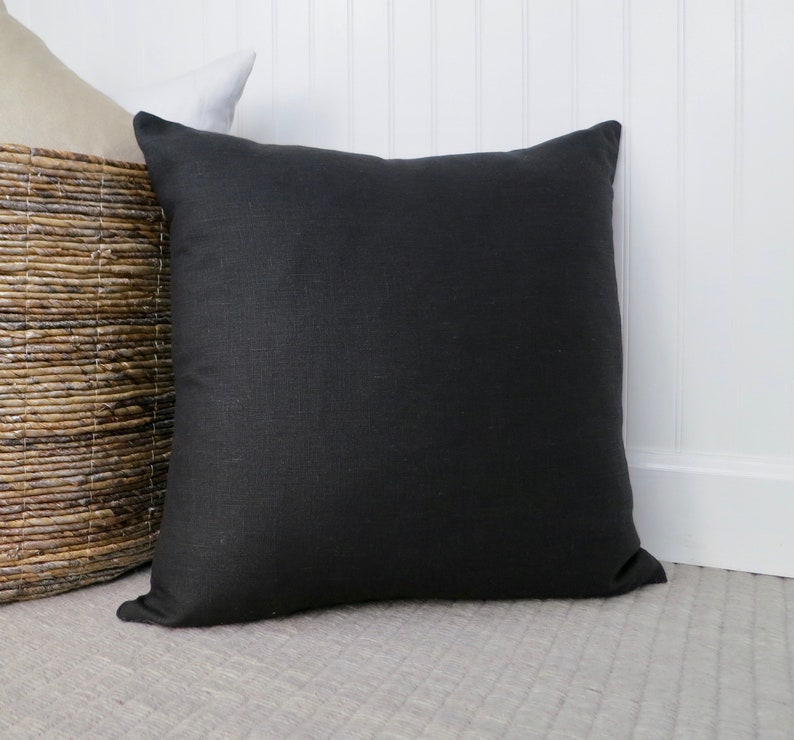 Black Linen Pillow Cover Solid Pillow Cover Euro Sham Etsy