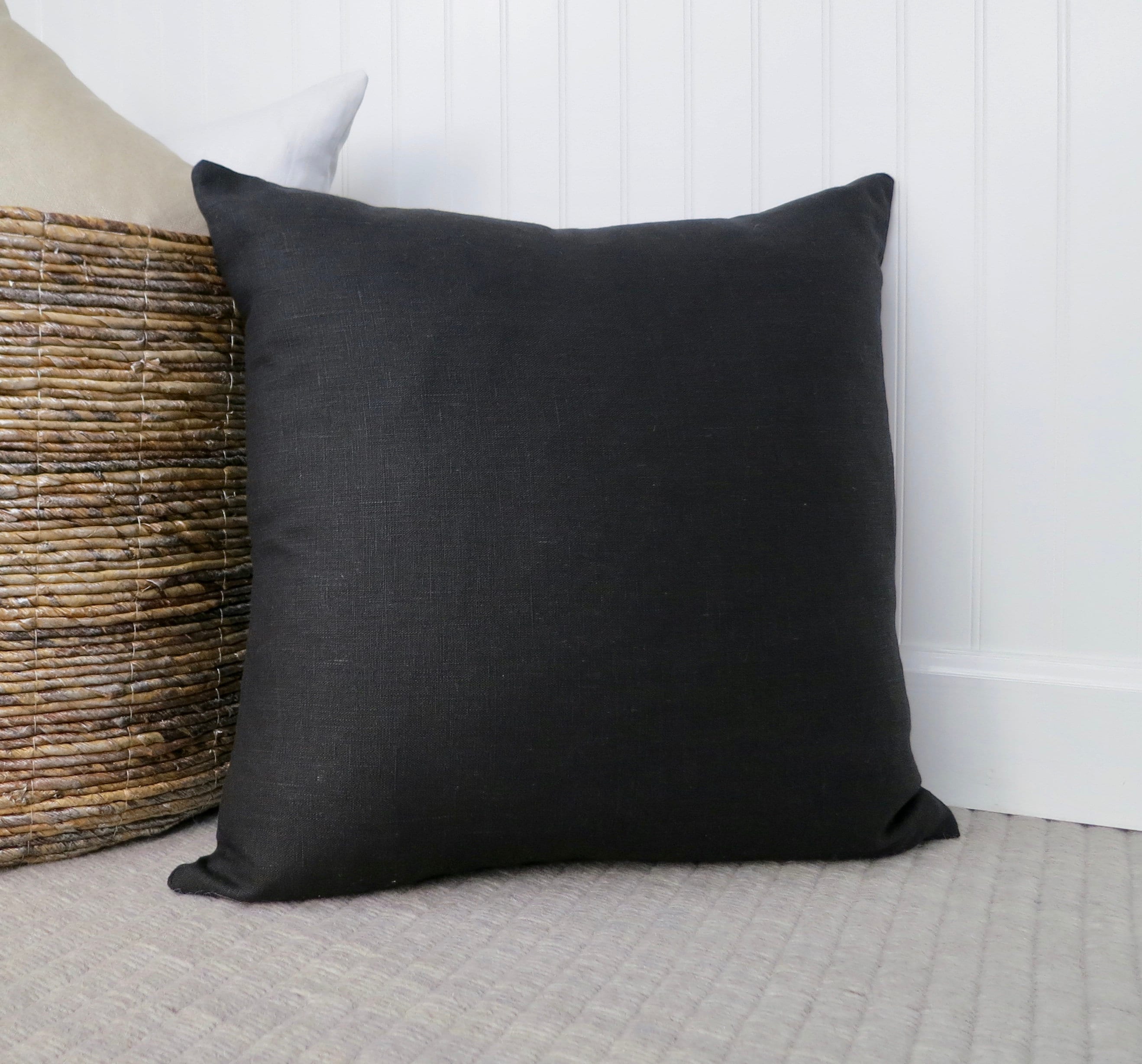 Black Linen Throw Pillow Cover Black Euro Sham Pillow Sham Oversized Sham 18 X 18 20 X 20 22 X 22 24 X 24 26 X 26 Wholesale Pillows Etsy