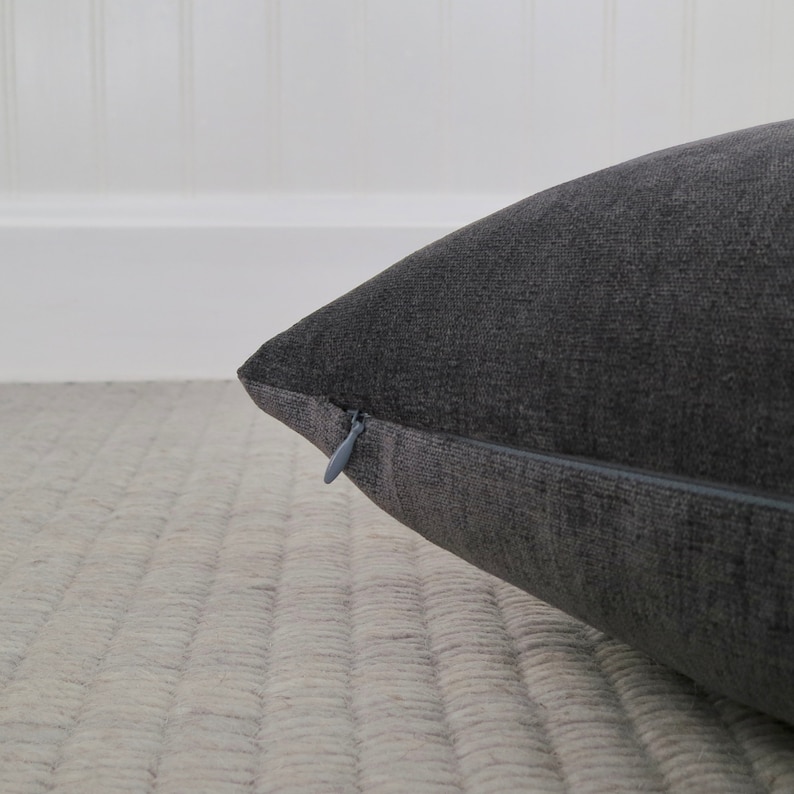 Dark Grey Velvet Pillow Cover Lumbar Pillow Pillow Sham Etsy