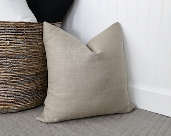 Natural Linen Pillow Cover, Light Brown Pillow Cover, Euro Sham, Modern Farmhouse Pillow, Beige Pillow, 20 x 20, 22 x 22, 24 x 24, 26 x 26