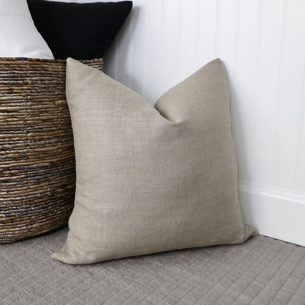 Natural Linen Pillow Cover, Light Brown Pillow Cover, Euro Sham, Modern Farmhouse Pillow, Beige Pillow, 20 x 20, 22 x 22, 24 x 24, 26 x 26