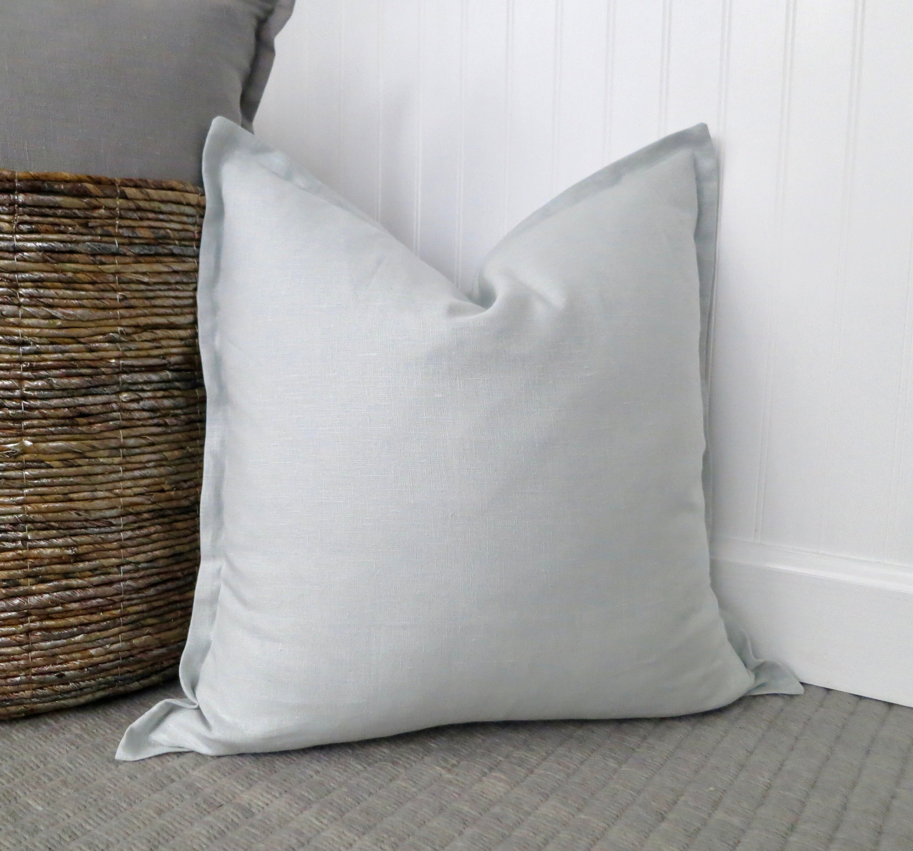 blue linen pillows