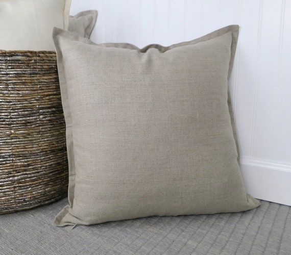 Natural Flange Edge Linen Pillow Cover 18 X 18 Inch 20 X 20 Etsy