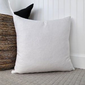 White Linen Pillow Cover, Solid Pillow Cover, Euro Sham, Pillow Sham, Modern Pillow, Bright White Pillow, 20 x 20, 22 x 22, 24 x 24, 26 x 26 image 2