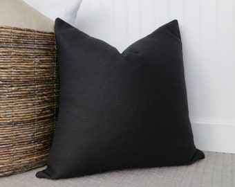 Black Linen Throw Pillow Cover, Black Euro Sham, Pillow Sham, Oversized Sham, 18 x 18, 20 x 20, 22 x 22, 24 x 24, 26 x 26, Wholesale Pillows