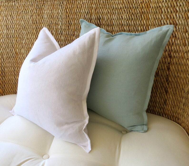 White Linen Flange Edge Pillow Cover Linen Pillow Cover Etsy