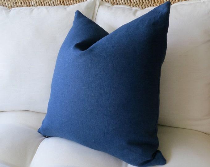 Navy Blue Linen Pillow Cover Solid Pillow Cover Euro Sham Etsy
