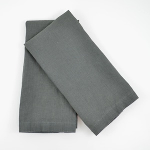 Everyday Dark Gray Linen Kitchen Towels, Set of 2, Linen Tea Towels, Farmhouse Kitchen Towels, Rustic Farmhouse, Hanging Kitchen Towels