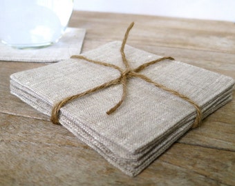 Heathered Linen Drink Coasters, Modern Farmhouse Coasters, Rustic Coasters, Wholesale Coasters, Handmade Gift Box Item, Set of 4, Set of 6