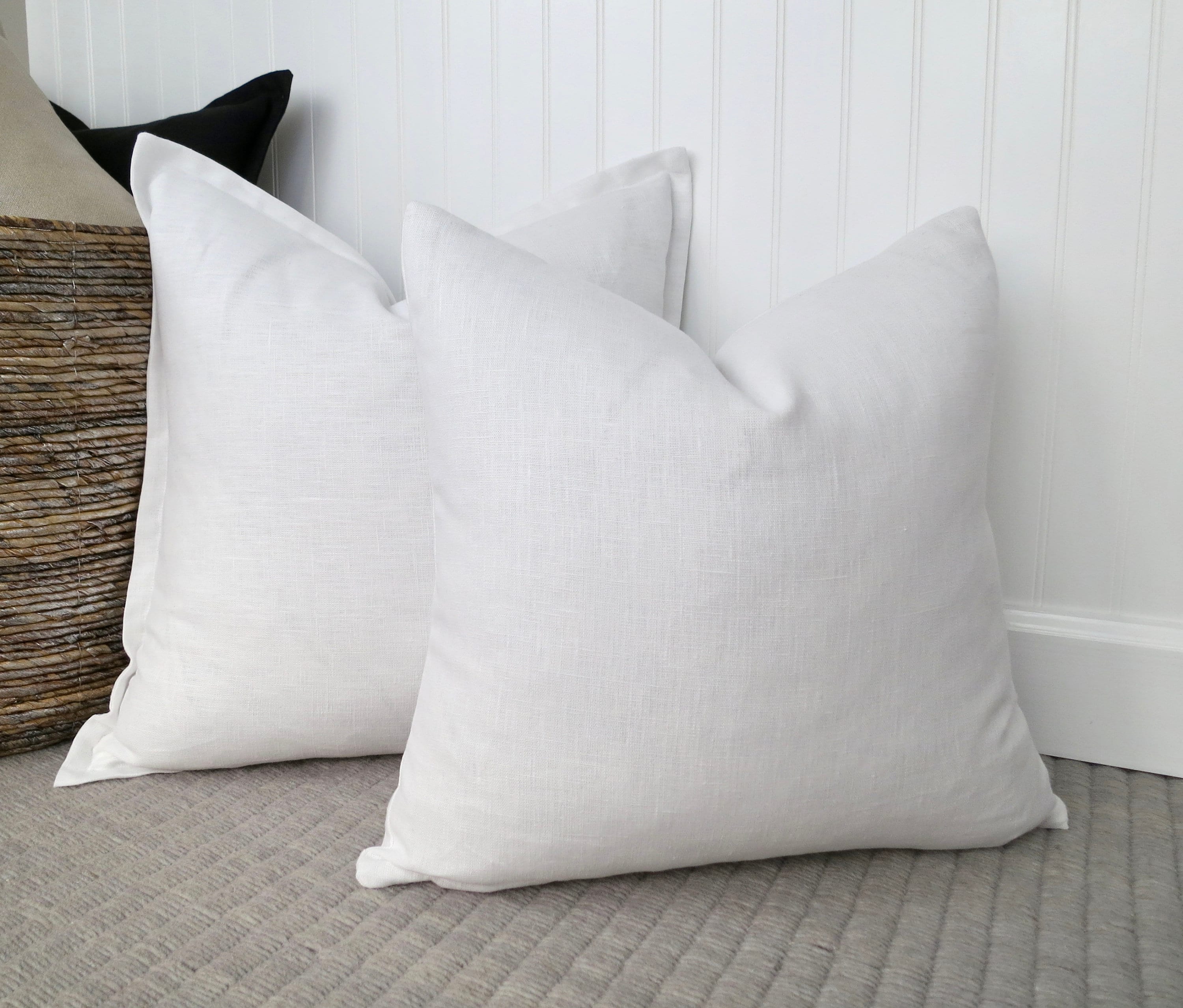 White Linen Flange Edge Pillow Cover, Bright White Pillow Cover, Dutch Euro  Sham, 24 X 24, 26 X 26, 28 X 28, 30 X 30, Wholesale Pillows 