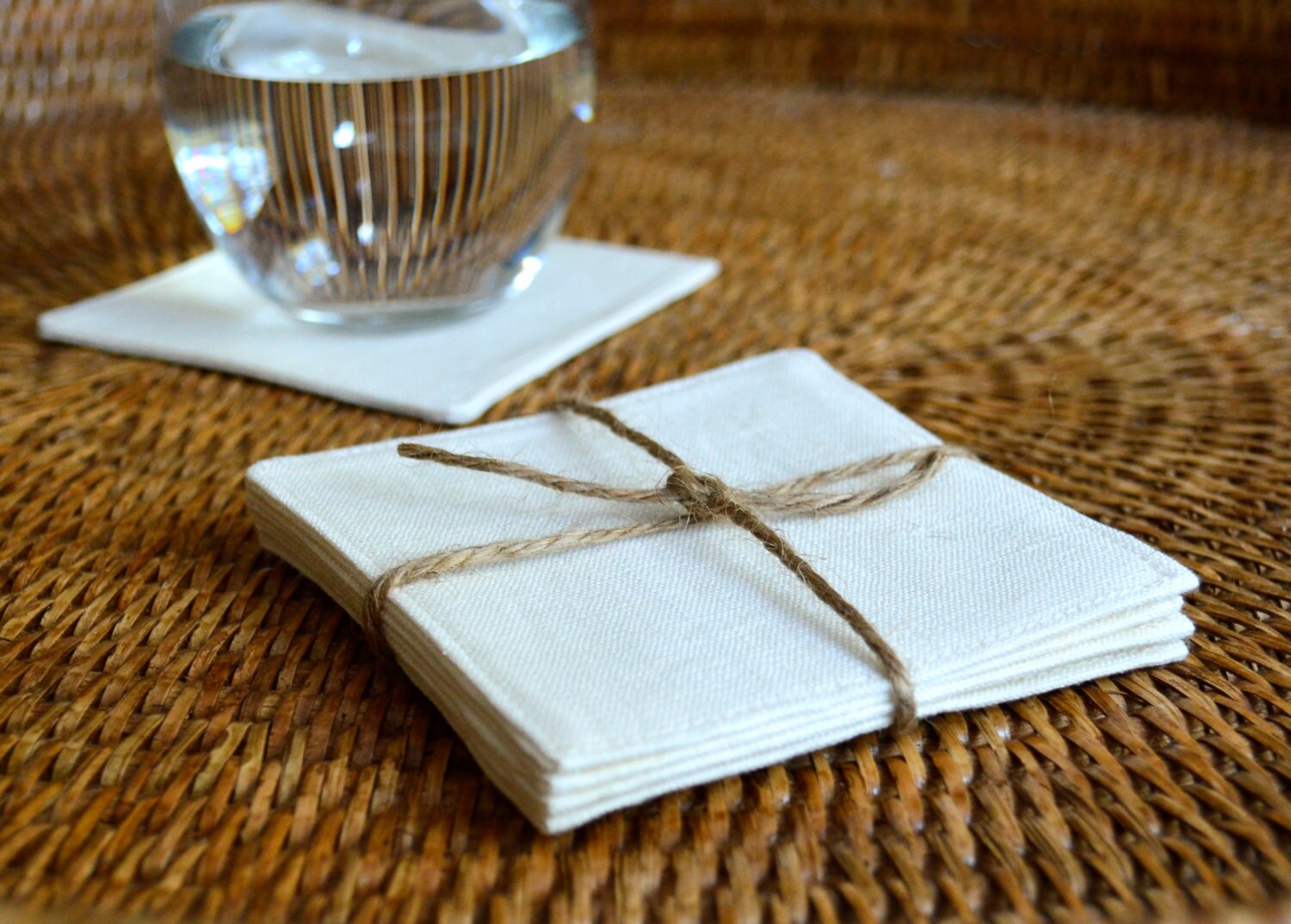 Set of 4 Ivory Linen Coasters Fabric Coasters Cocktail Etsy