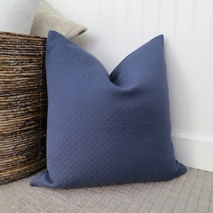 Blue Basket Weave Throw Pillow Cover, Blue Throw Pillow, Coastal Blue Textured Pillow Cover, 18 x 18, 20 x 20, 22 x 22, 24 x 24, 14 x 22