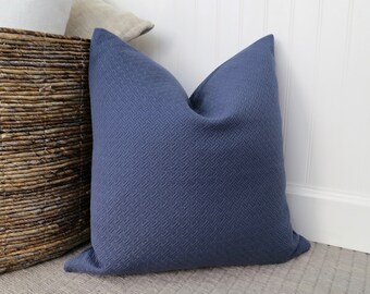Blue Basket Weave Throw Pillow Cover, Blue Throw Pillow, Coastal Blue Textured Pillow Cover, 18 x 18, 20 x 20, 22 x 22, 24 x 24, 14 x 22