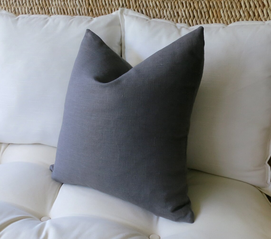 Dark Grey Linen Pillow Cover Gray Solid Pillow Cover Euro Etsy