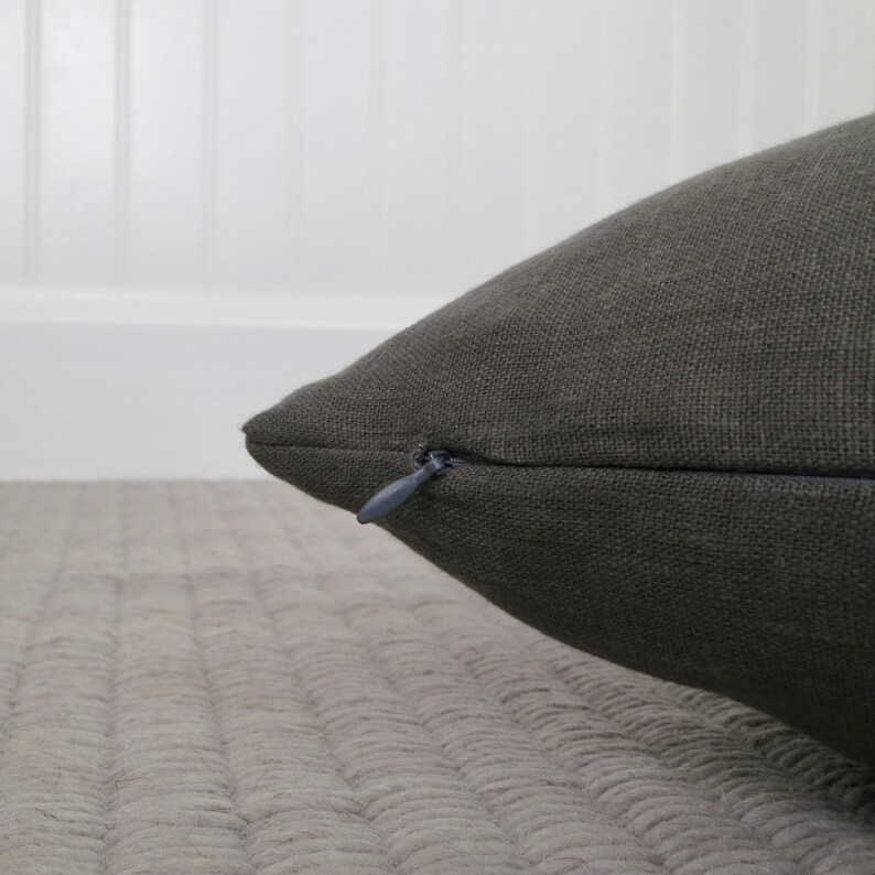 Dark Grey Linen Pillow Cover Charcoal Gray Pillow Cover Etsy