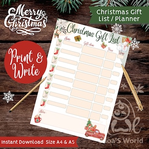 Christmas Gift List Printable | Holiday Planner (A4 & A5)