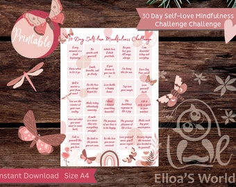 30 Day Self-Love Challenge Cards: Mindfulness Gratitude Gift (Digital Download)