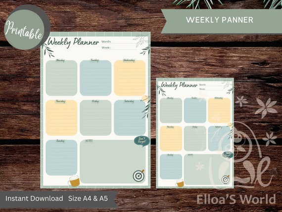 ADHD Weekly Planner Printable: A4 & A5 Sizes (Digital Download)