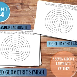 Afdrukbaar Seven Circuit Labyrinth: ontwerp met heilige geometrie (pdf/JPG A4, horizontaal)