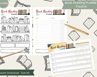 Printable Book Reading Tracker: Bookshelf List (A4 Digital Download)