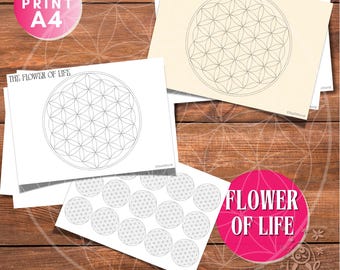 Flower of Life Printable | Sacred Geometry Symbol | PDF & JPG | Meditation Art | Energy Healing Pattern | Spiritual