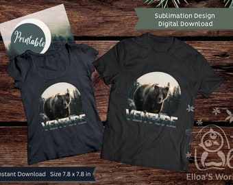 Bear Sublimation Design | Forest Bear PNG | T-Shirt & Mug Design | Wild Nature | Printable Digital Download