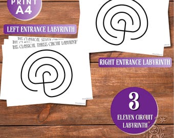 Three Circuit Labyrinth Print: Sacred Geometry Design (PDF/JPG)