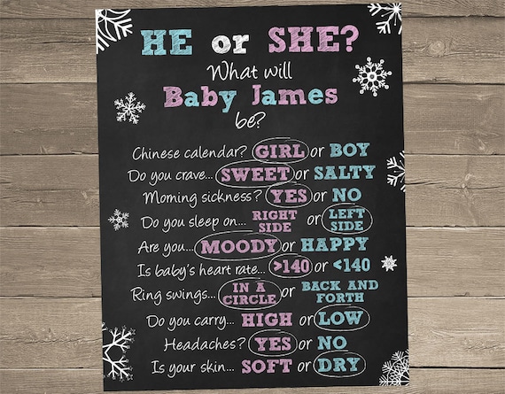 Old Wives Tales Gender Winter Gender Reveal Printable Winter | Etsy