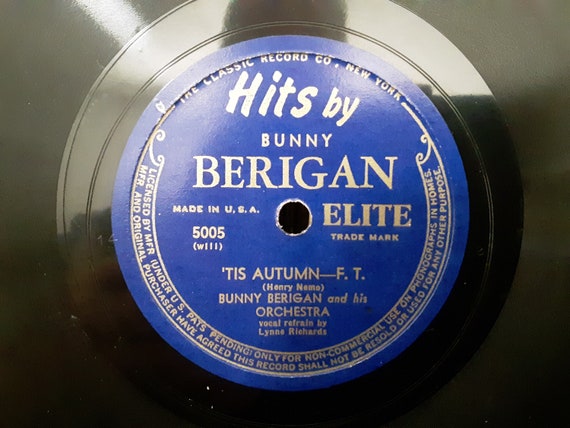 Bunny Berigan His Orchestra Tis Autumn Two in Love 78rpm Circa  