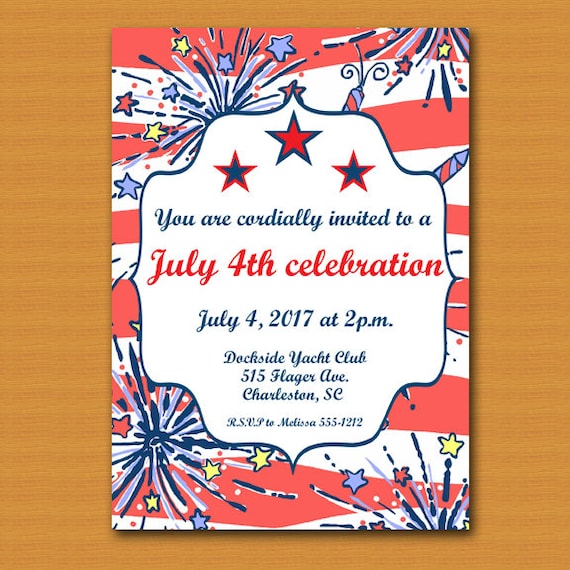 july 4th invitation 4th of july invite 4th of july party memorial day invite bbq invite independence day party july 4th invitations