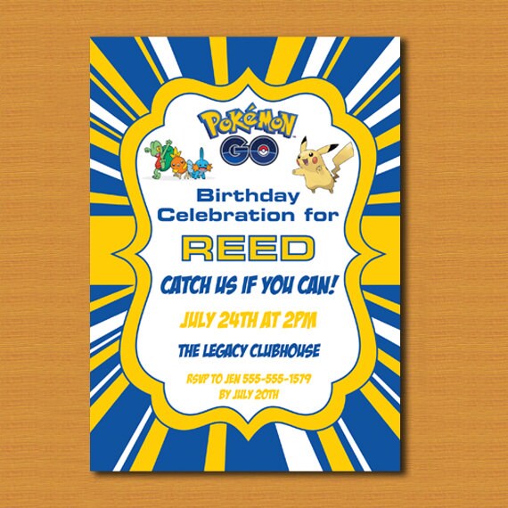 Pokemon Go Inspired Invitation, Birthday, Party Il_570xn