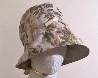Linen Bucket Hat handmade, adjustable cotton lined summer cap