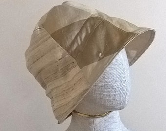 Raw Silk Bucket Hat, adjustable cotton lined summer cap