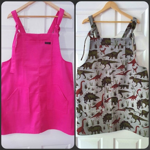 Adult Corduroy Pinafore Dress Dinosaur Bee
