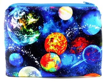 Mini wet bag 6" x 4.5" approx. Galaxy Hubble print. Ideal for Cloth Pads.