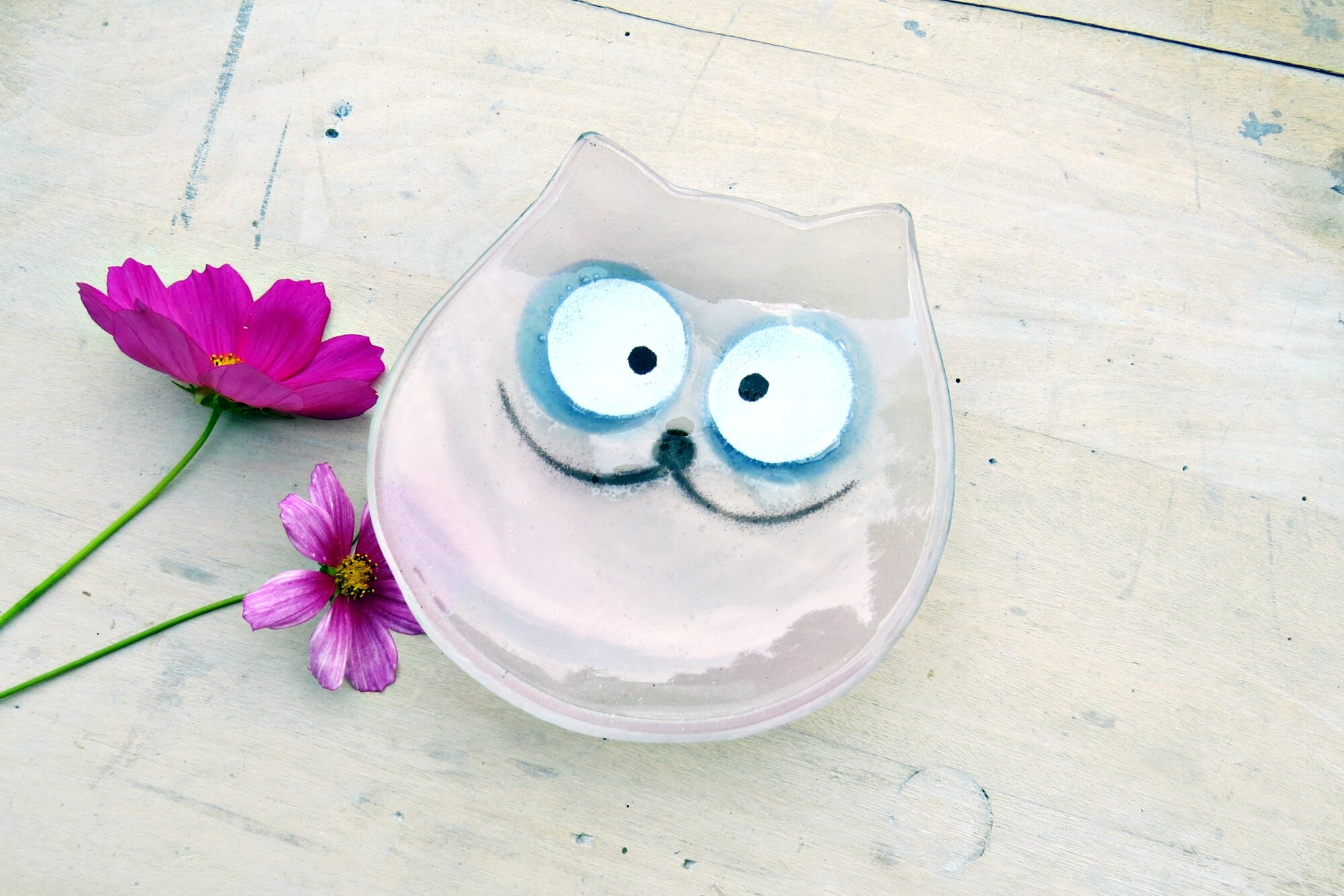Funny bowl Glass cat Colored glass bowl Cat gift Glass Etsy