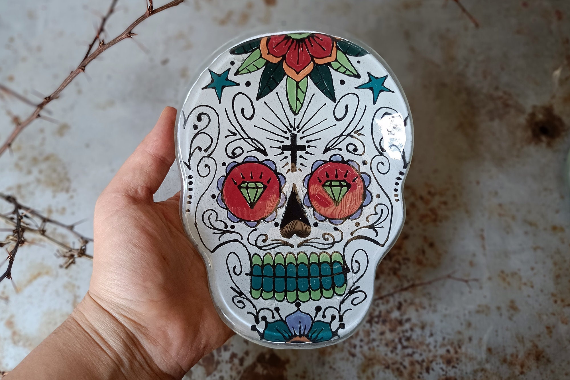 Skull Sugar Glass Skull Sugar Bowl Halloween Decoration Etsy UK