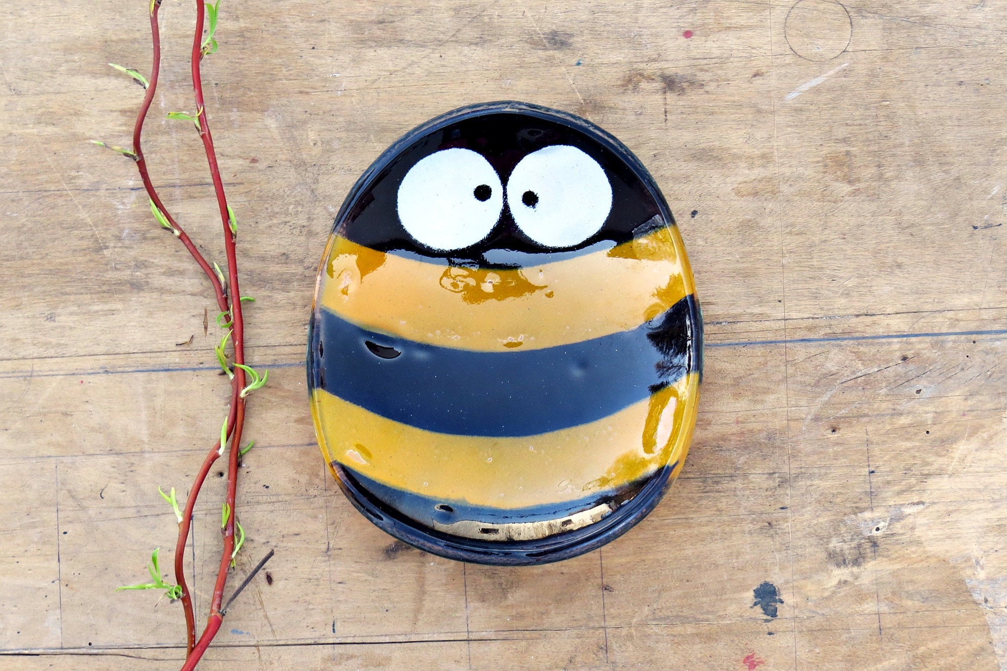 Glass bee Glass insect Bee dish Glass colored bowl Etsy