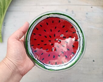 Glass fruit bowl | Watermelon bowl | Glass colored bowl | Glass fruit bowl | Glass salad bowl | Glass kitchen bowl | Fusing